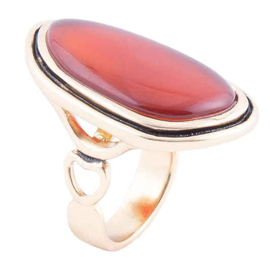 Orange Carnelian Golden Statement Ring