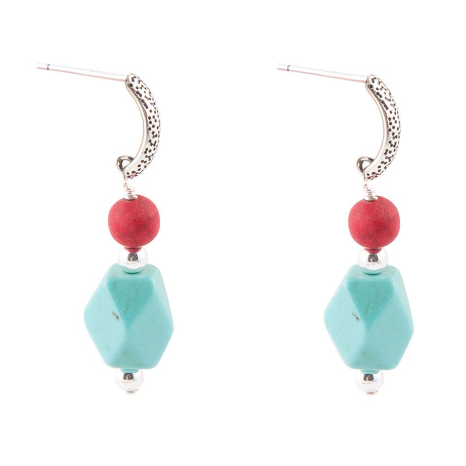 Red River Blue and Red Drop Sterling Earrings