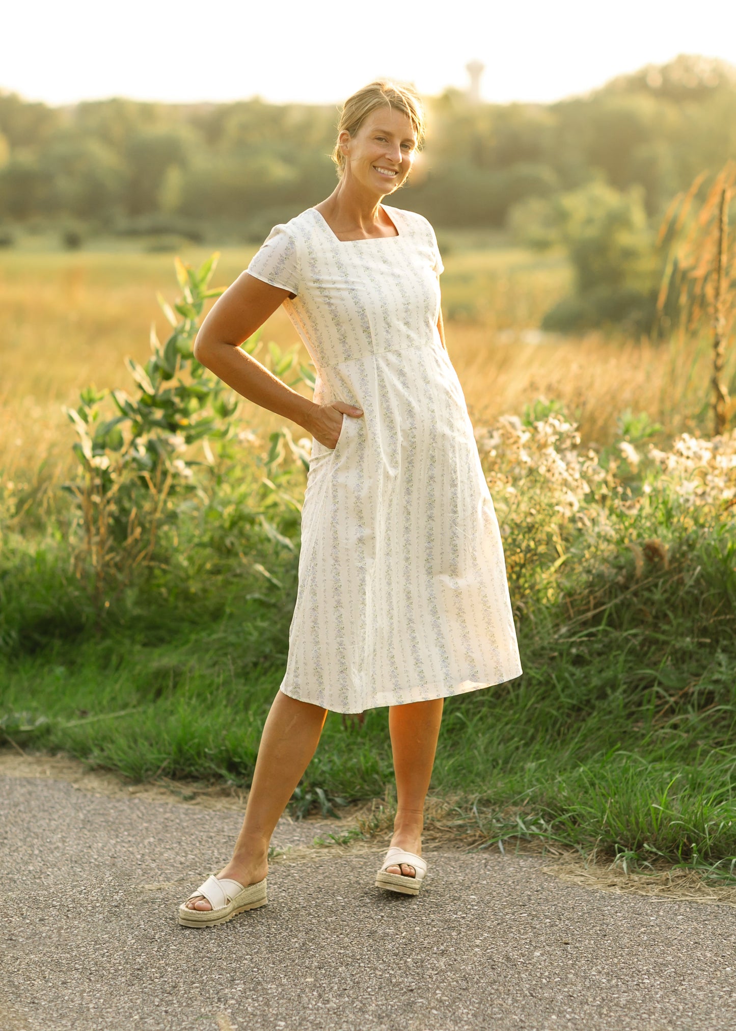 Reece Short Sleeve Straight Fit Midi Dress