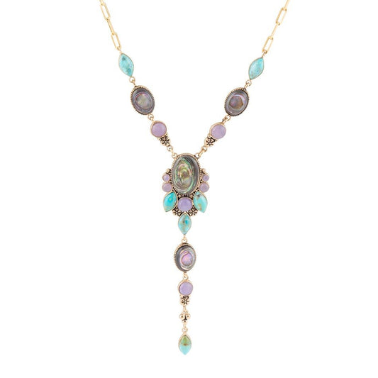 Regalia Blue Abalone Golden Y Necklace