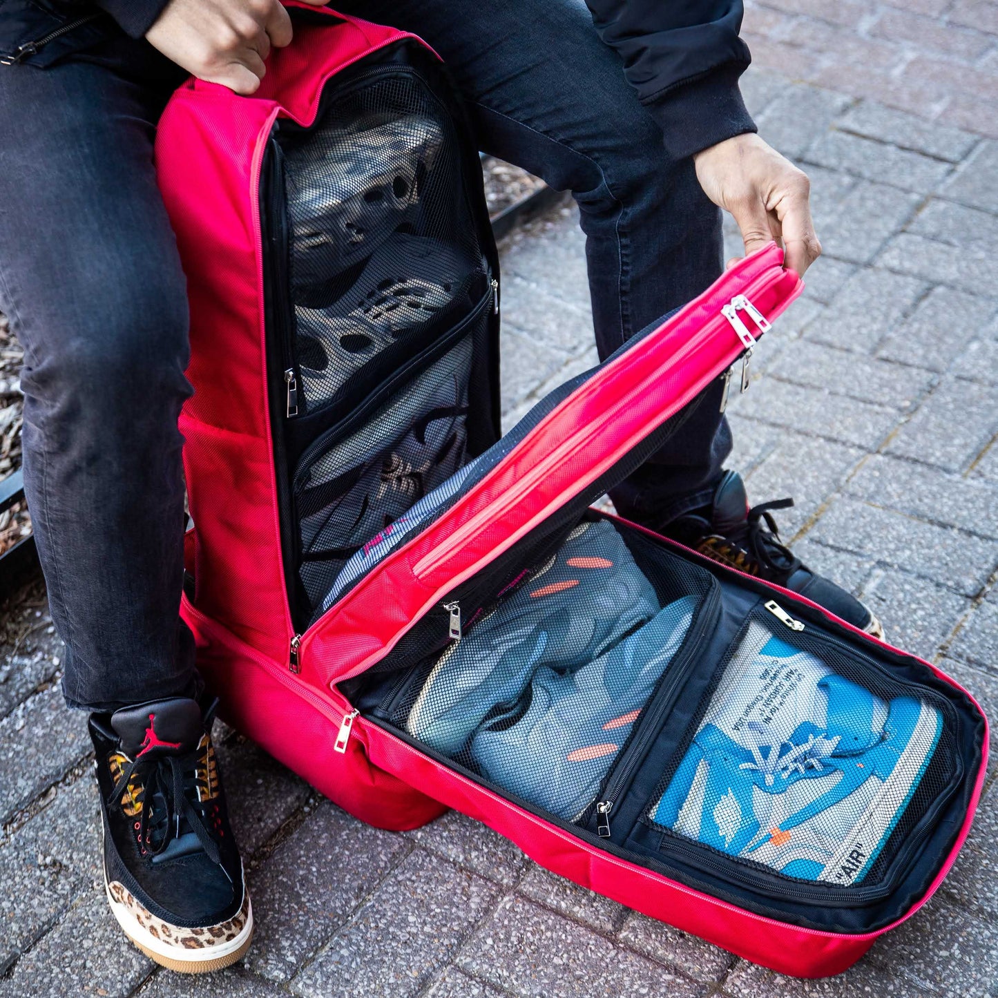 Red Polyester Carry-On Backpack TSA Approved Sole Premise