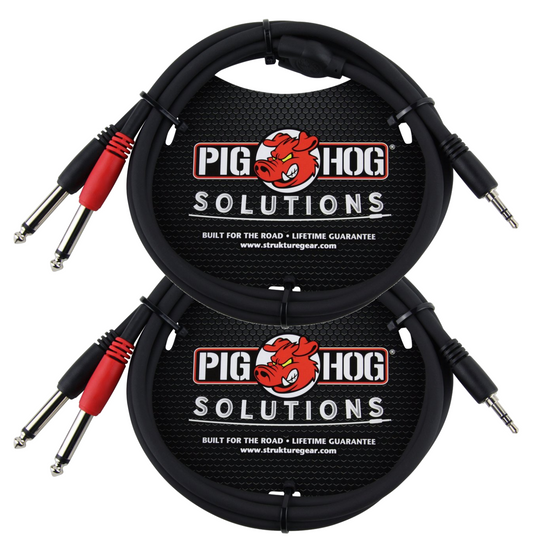 Stereo Breakout 3ft Cable 3.5MM To Dual 1/4' Pig Hog Solutions