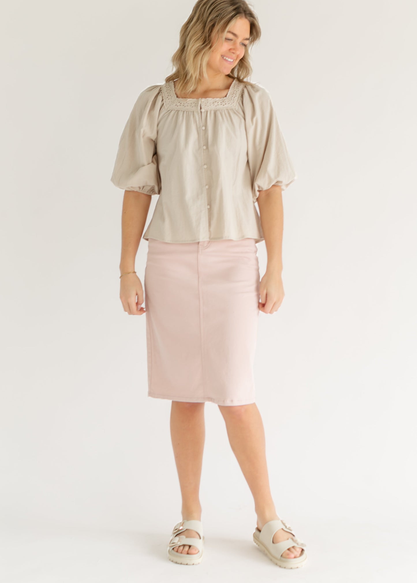 Remi Rose Denim Midi Skirt - FINAL SALE