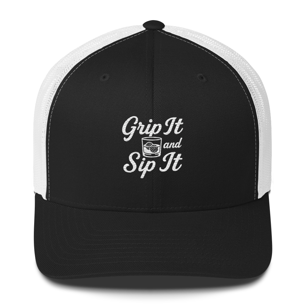 Grip It and Sip It Classic Golf Trucker Hat LXIX GOLF CLUB