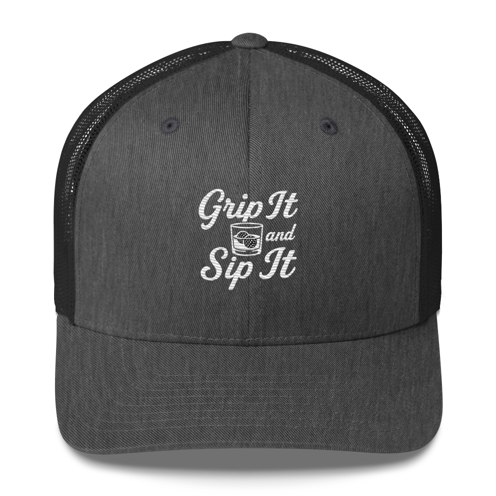 Grip It and Sip It Classic Golf Trucker Hat LXIX GOLF CLUB