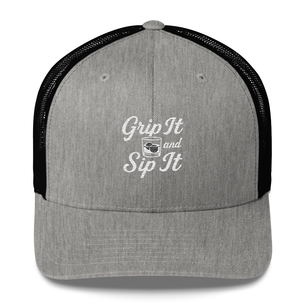 Grip It and Sip It Classic Golf Trucker Hat LXIX GOLF CLUB