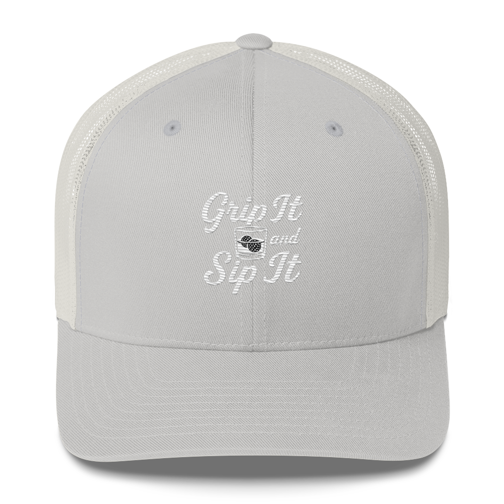 Grip It and Sip It Classic Golf Trucker Hat LXIX GOLF CLUB