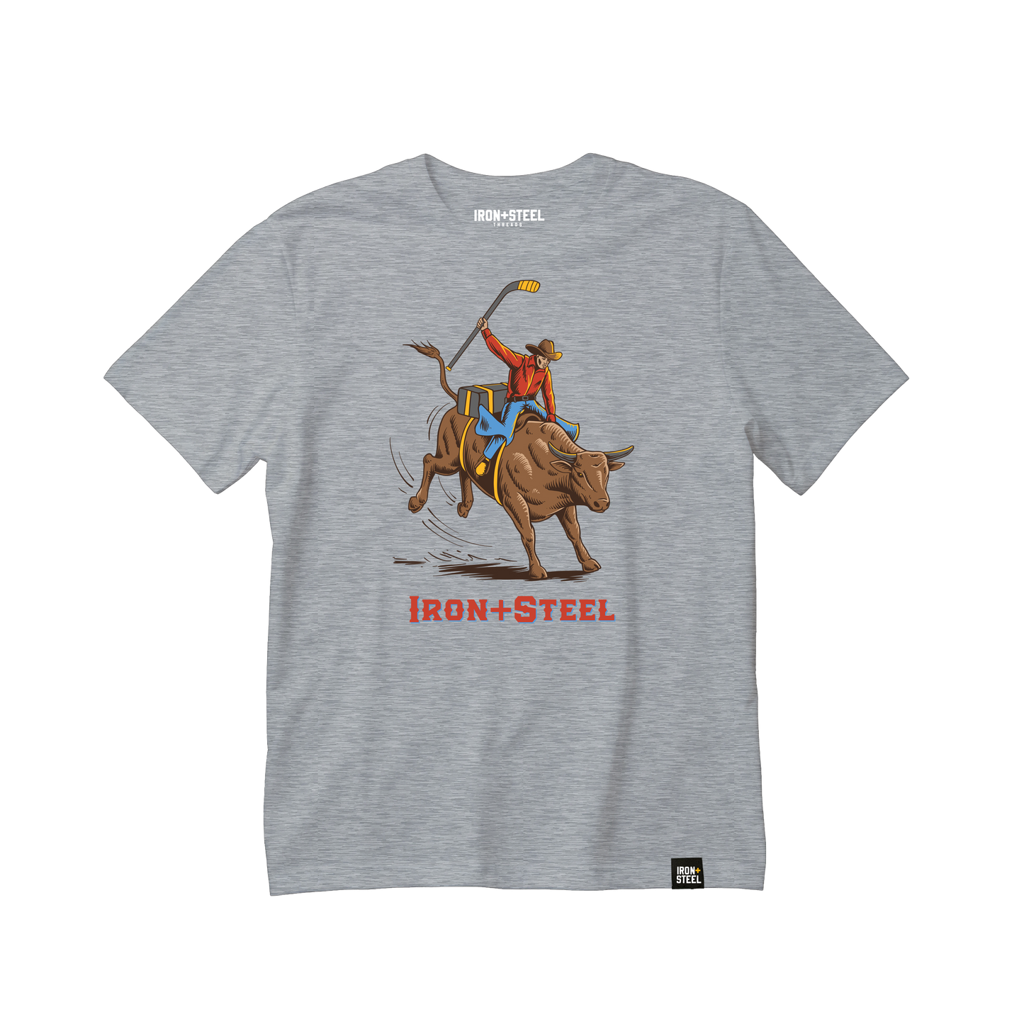 Ride The Bull Graphic Hockey T-Shirt Iron+Steel