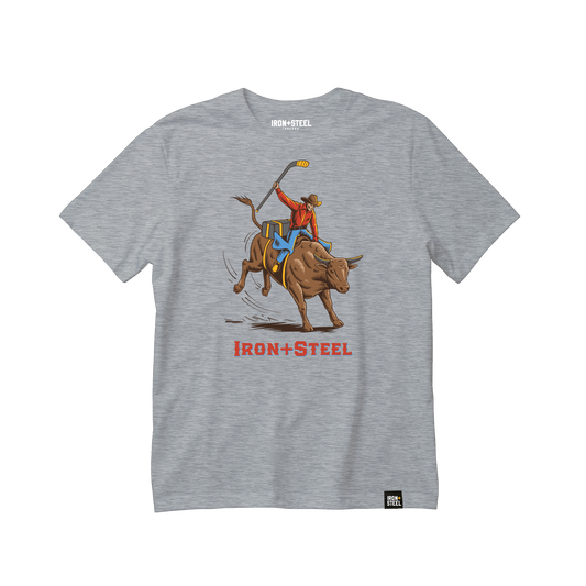 Ride The Bull Graphic Hockey T-Shirt Iron+Steel