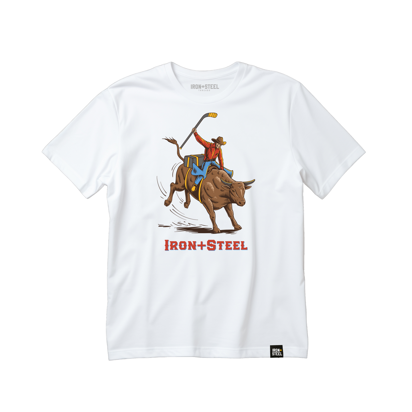 Ride The Bull Graphic Hockey T-Shirt Iron+Steel