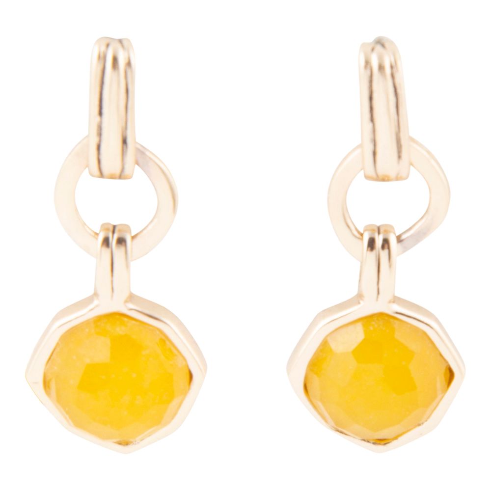 River Rocks Yellow Quartz and Golden Bronze Earrings