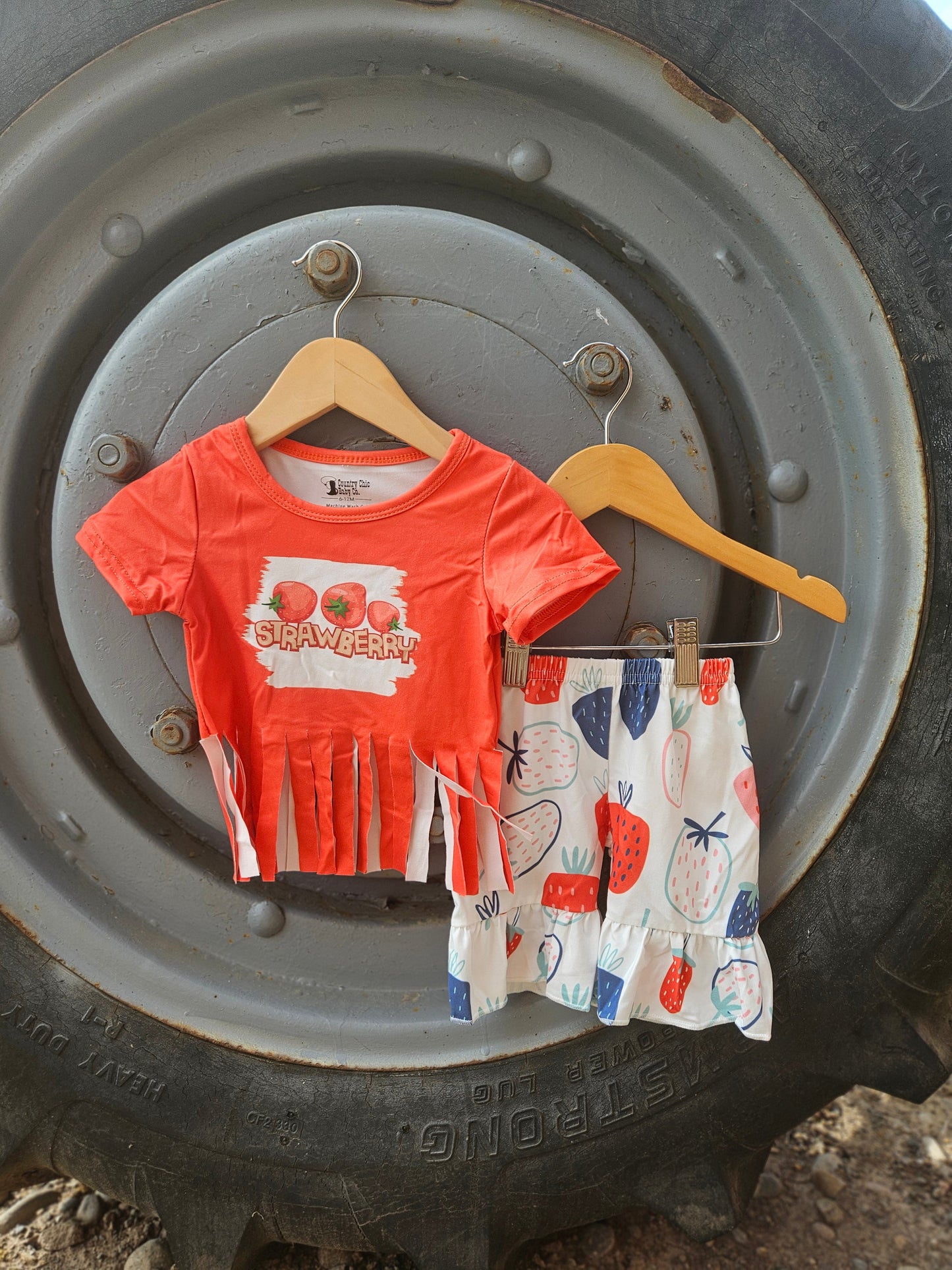 Strawberry Tassles & Ruffles Short Set Country Chic Baby Co