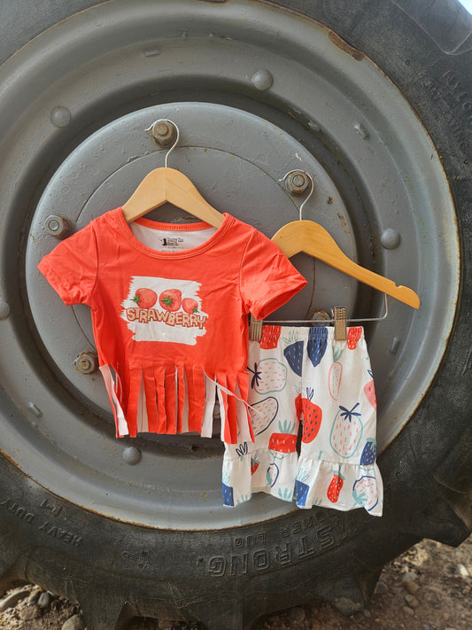 Strawberry Tassles & Ruffles Short Set Country Chic Baby Co