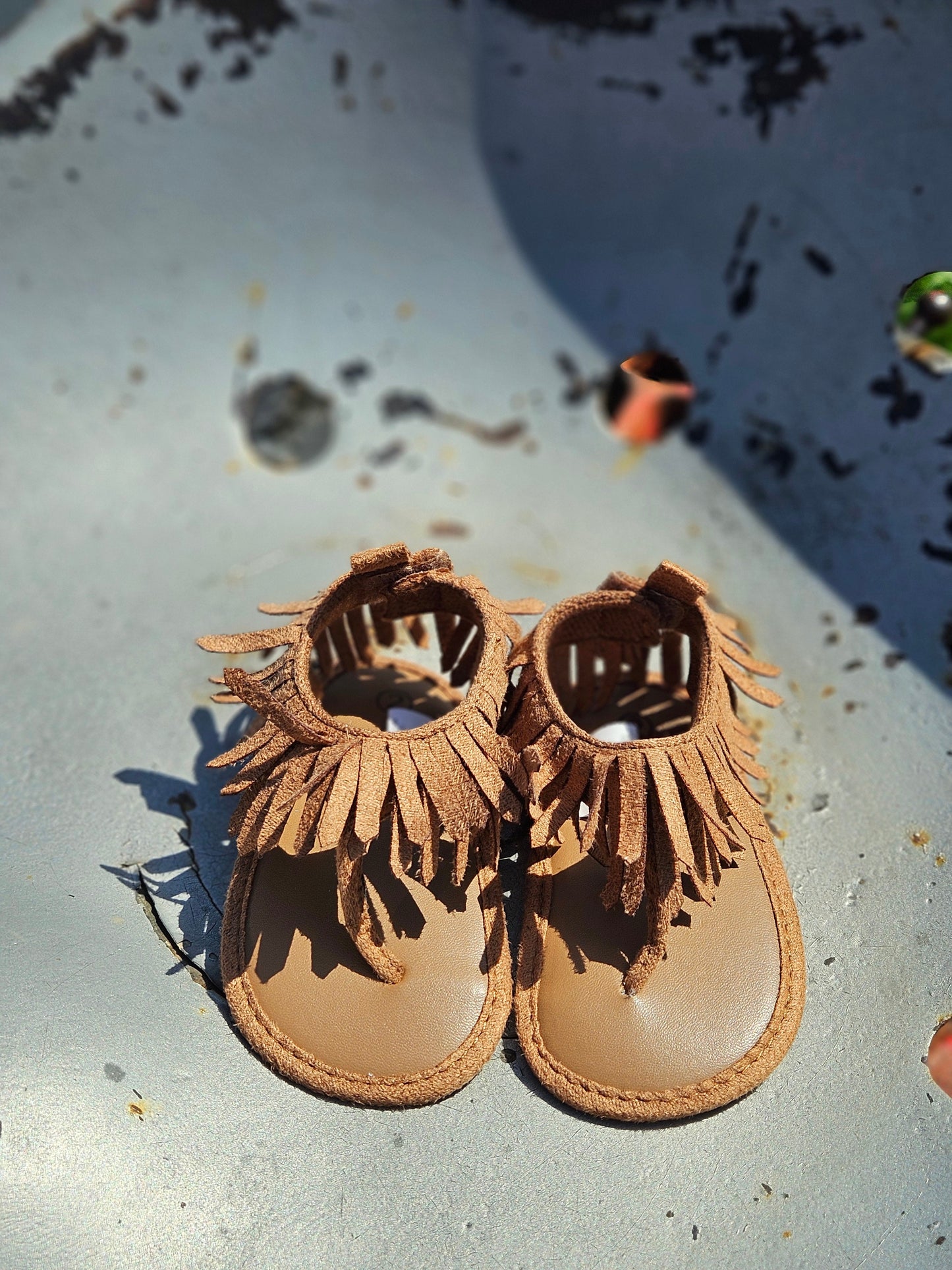 Fringe Soft Sole Velcro Closure Sandals Country Chic Baby Co