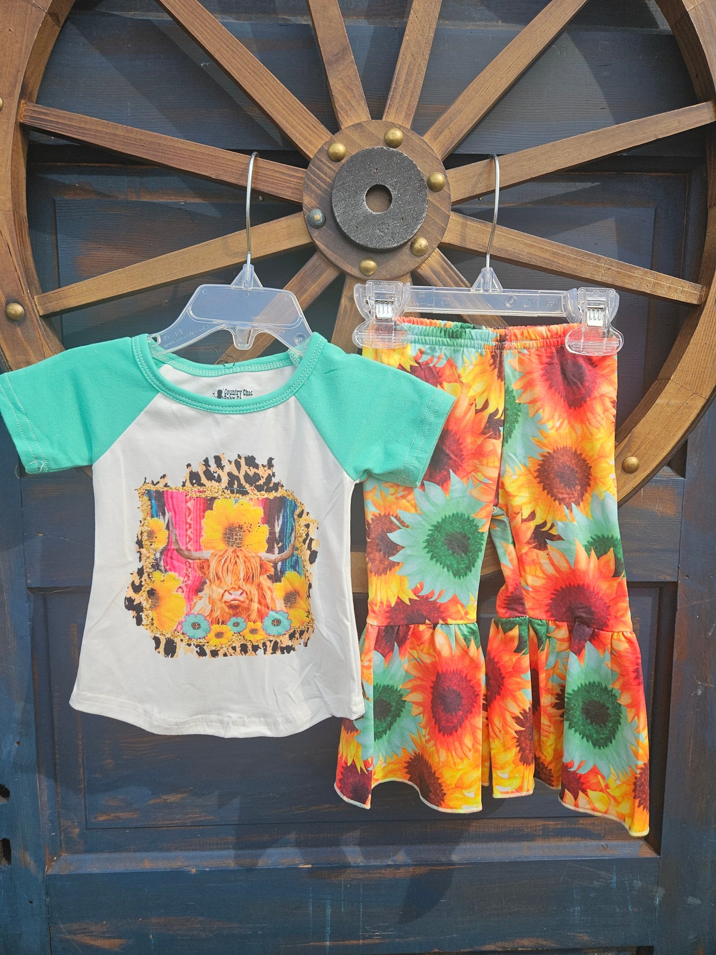 Highland Sunflower Bell Bottom Set Sunflower Print Clothing Country Chic Baby Co