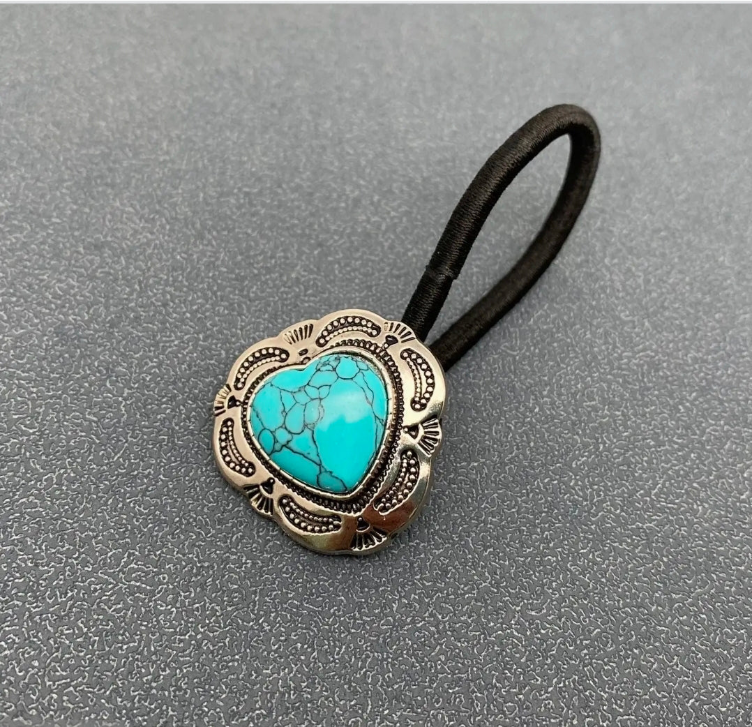Vintage Western Hair Ties Zinc Alloy Synthetic Turquoise