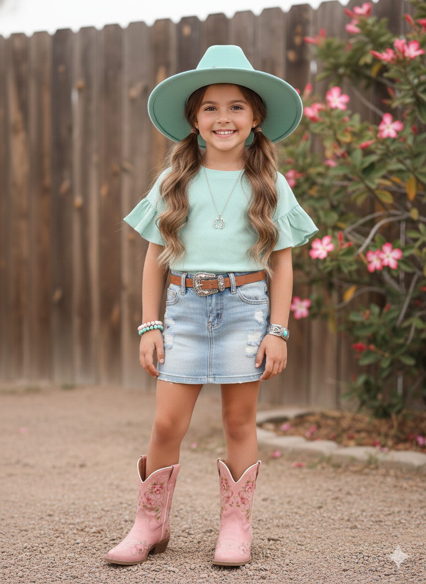 Ribbed Mint Ruffle Sleeve Shirt Country Chic Baby Co