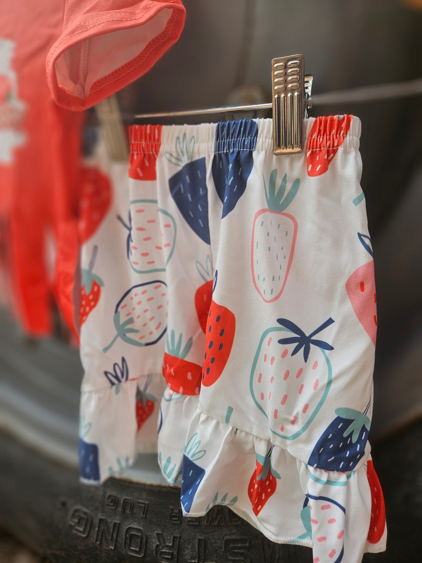 Strawberry Tassles & Ruffles Short Set Country Chic Baby Co