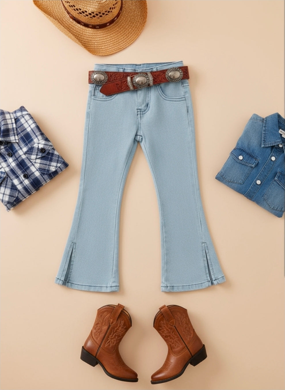 Split Flared Split Hem Jeans Country Chic Baby Co