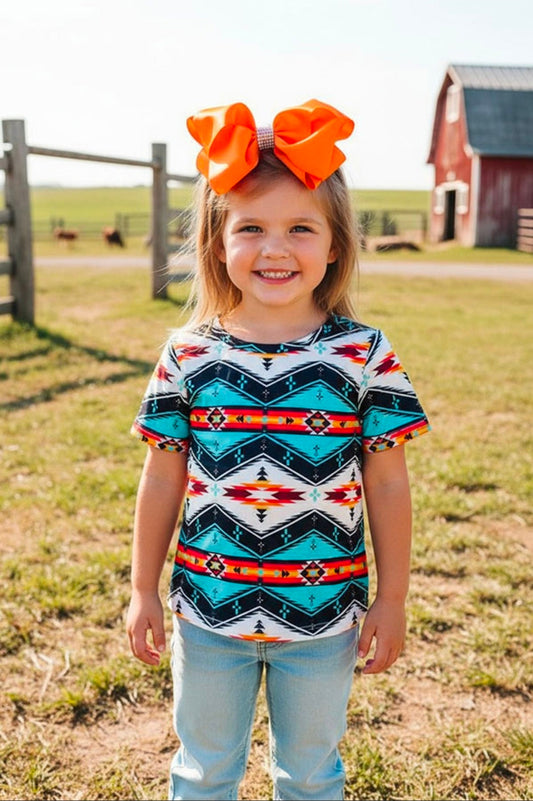 Aztec Geometric Pattern Short Sleeve Shirt Country Chic Baby Co