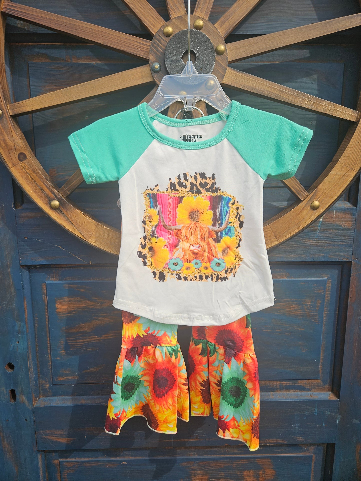 Highland Sunflower Bell Bottom Set Sunflower Print Clothing Country Chic Baby Co