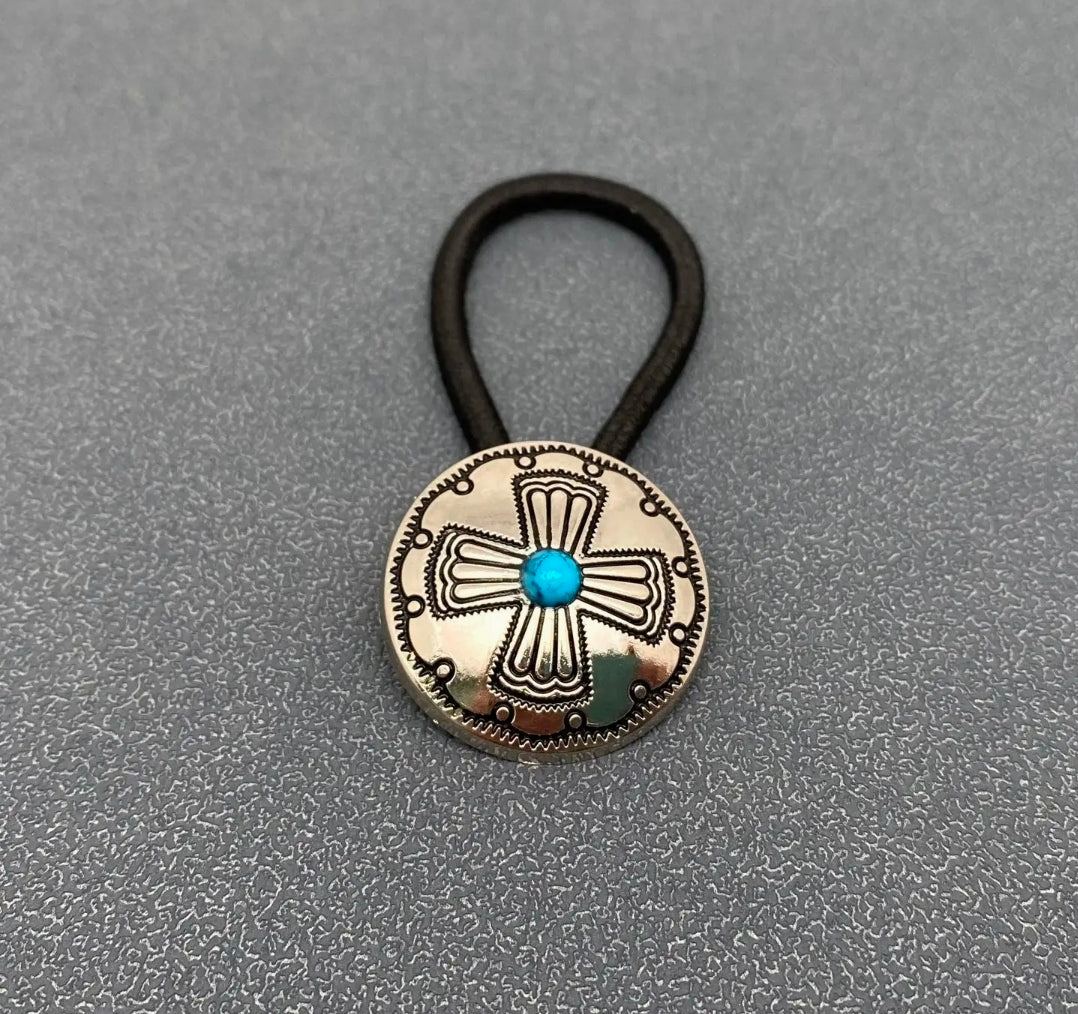 Vintage Western Hair Ties Zinc Alloy Synthetic Turquoise