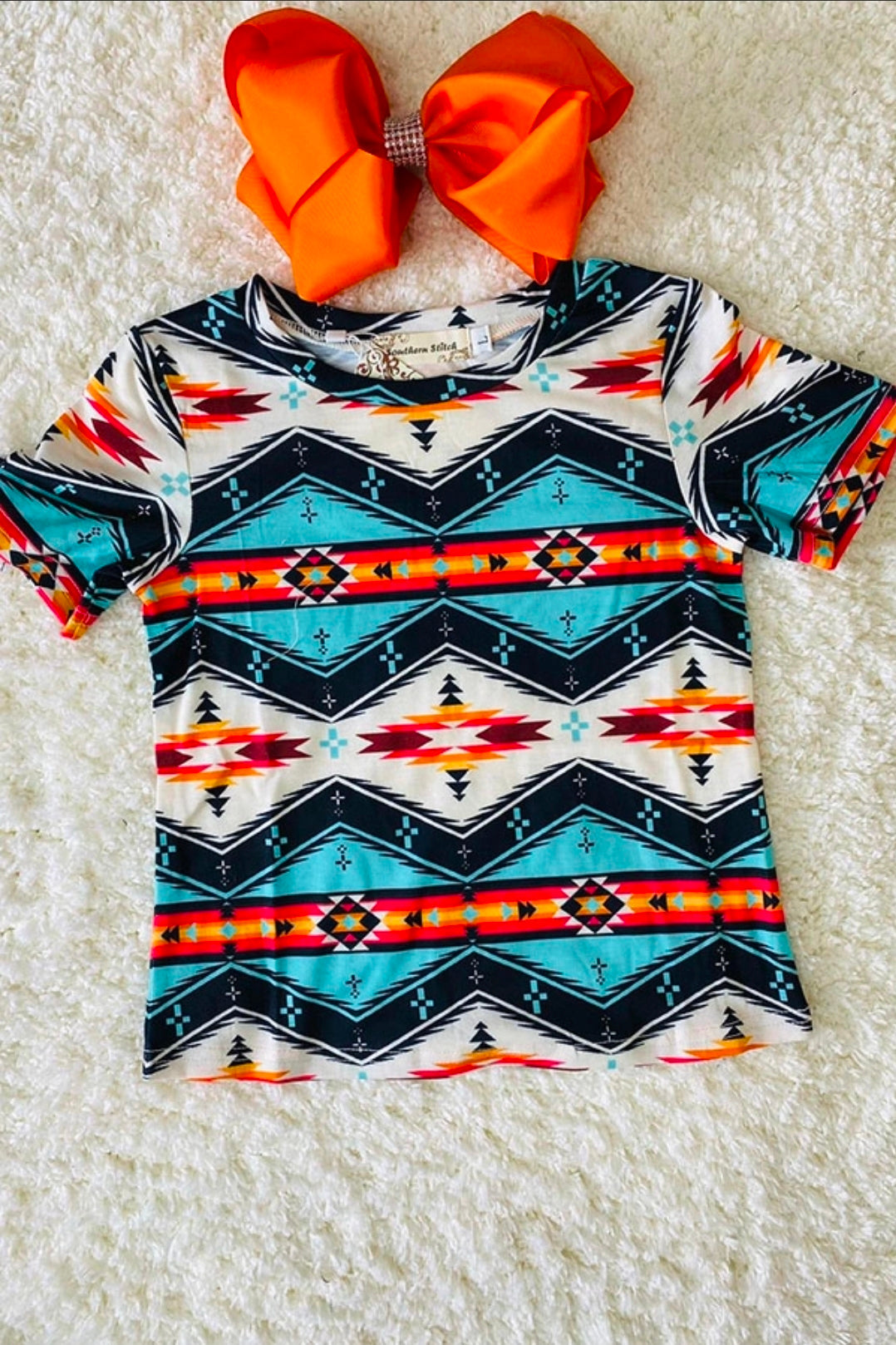 Aztec Geometric Pattern Short Sleeve Shirt Country Chic Baby Co