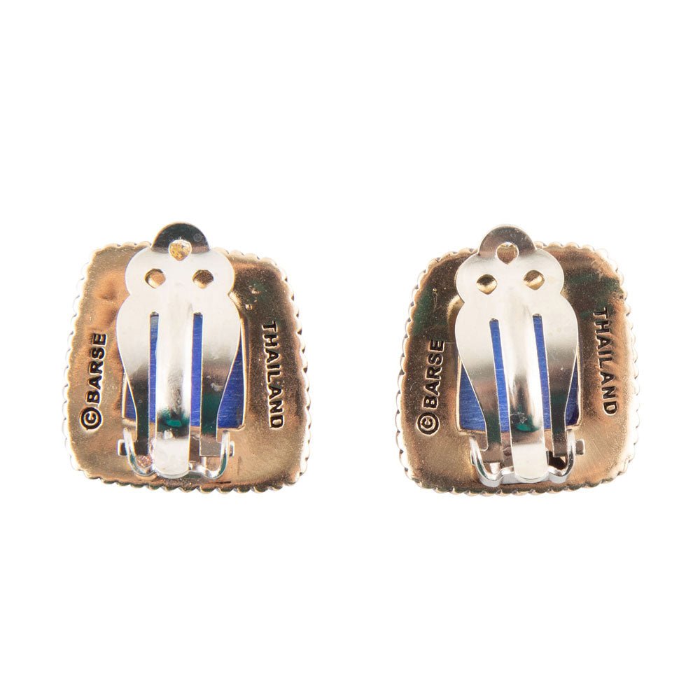 Roped Blue Lapis Golden Clip Earrings