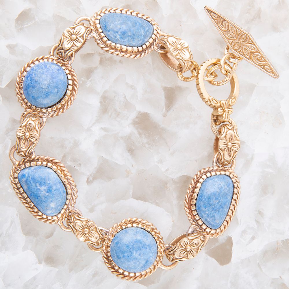 Roped Denim Blue Lapis Golden Link Bracelet