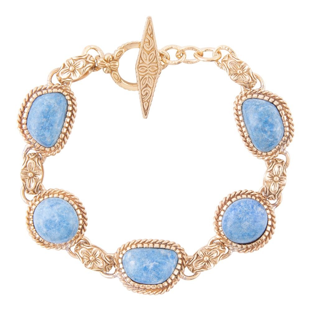 Roped Denim Blue Lapis Golden Link Bracelet