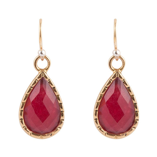 Roped Teardrop Ruby Quartz Earrings