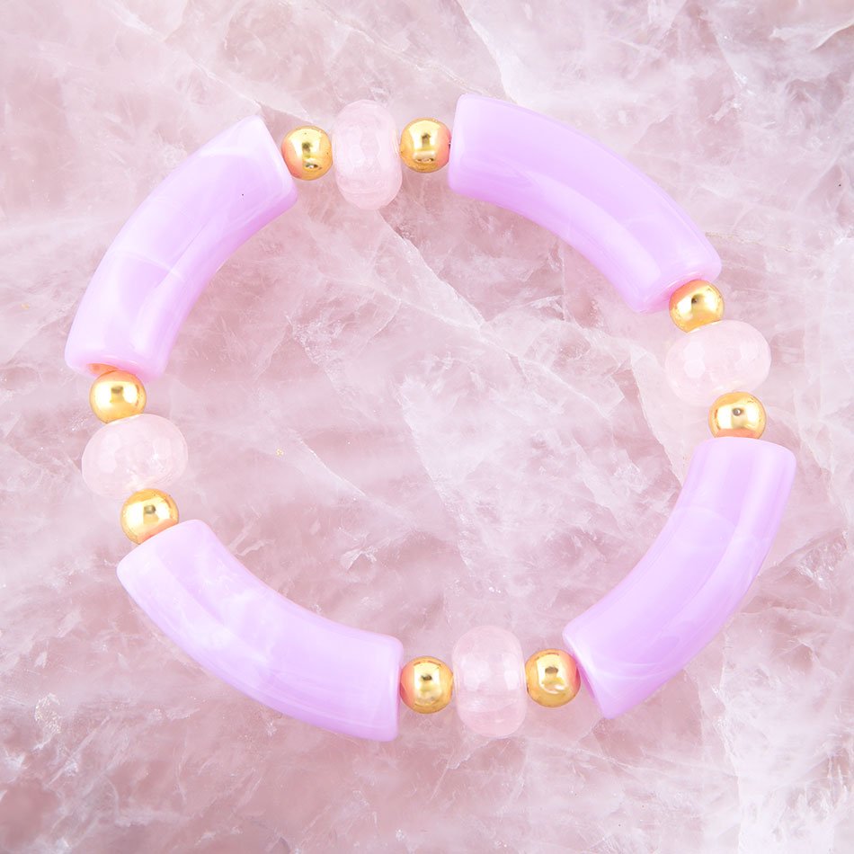 Rose Quartz Lilac Stretch Bracelet