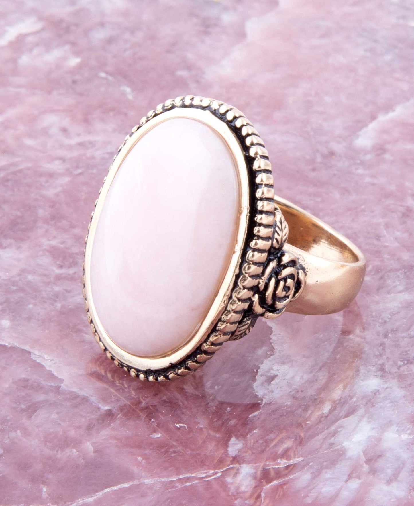 Rosie Pink Opal and Golden Bronze Ring