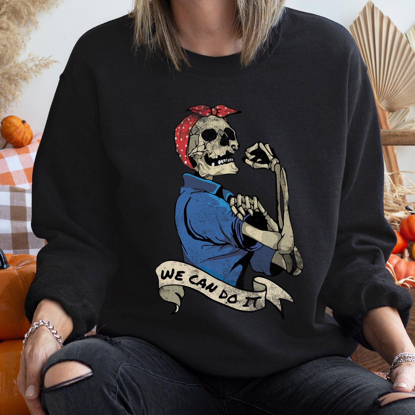 We Can Do It Vintage Halloween Sweatshirt Soft Fleece Blend