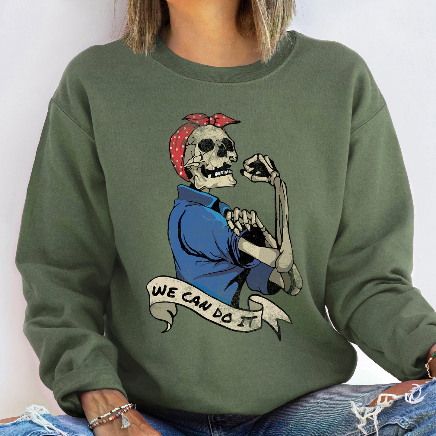 We Can Do It Vintage Halloween Sweatshirt Soft Fleece Blend