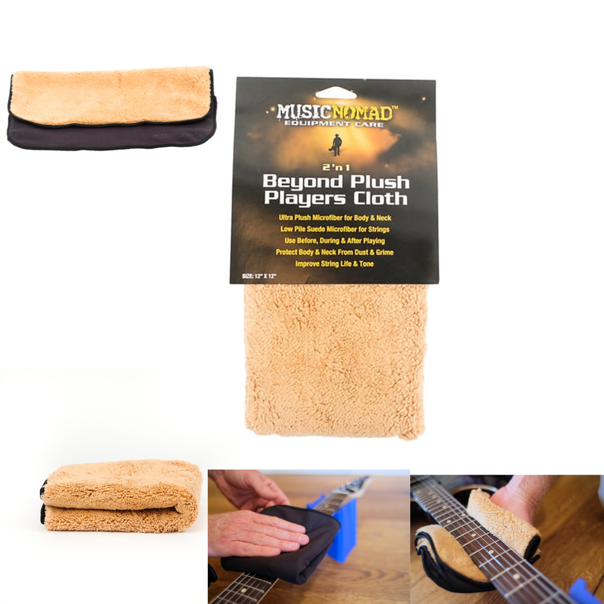 Music Nomad MN241  2 'n 1 Beyond Plush Players Guitar Bass Polish Cloth - NEW
