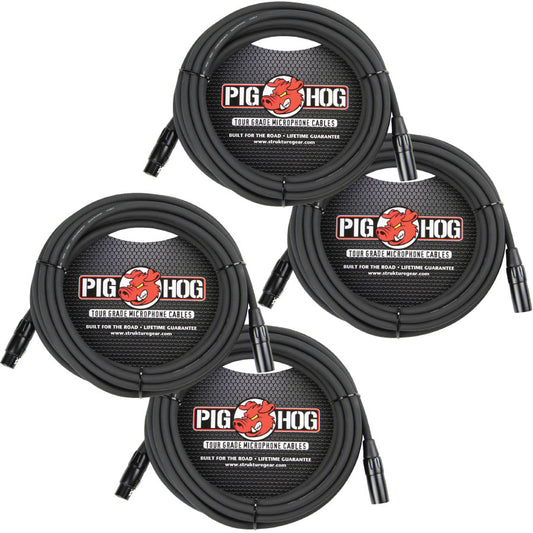 High Performance 8mm XLR Microphone Cable 20FT 4 Pack Pig Hog PHM20