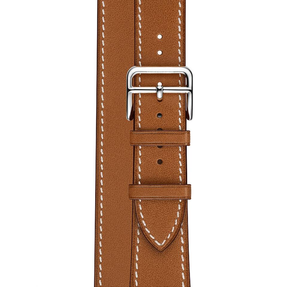 Apple Watch Series 7 (2021) 45 mm – Titanium Case • GPS + Cellular • 32GB – Brown Faux Leather Band