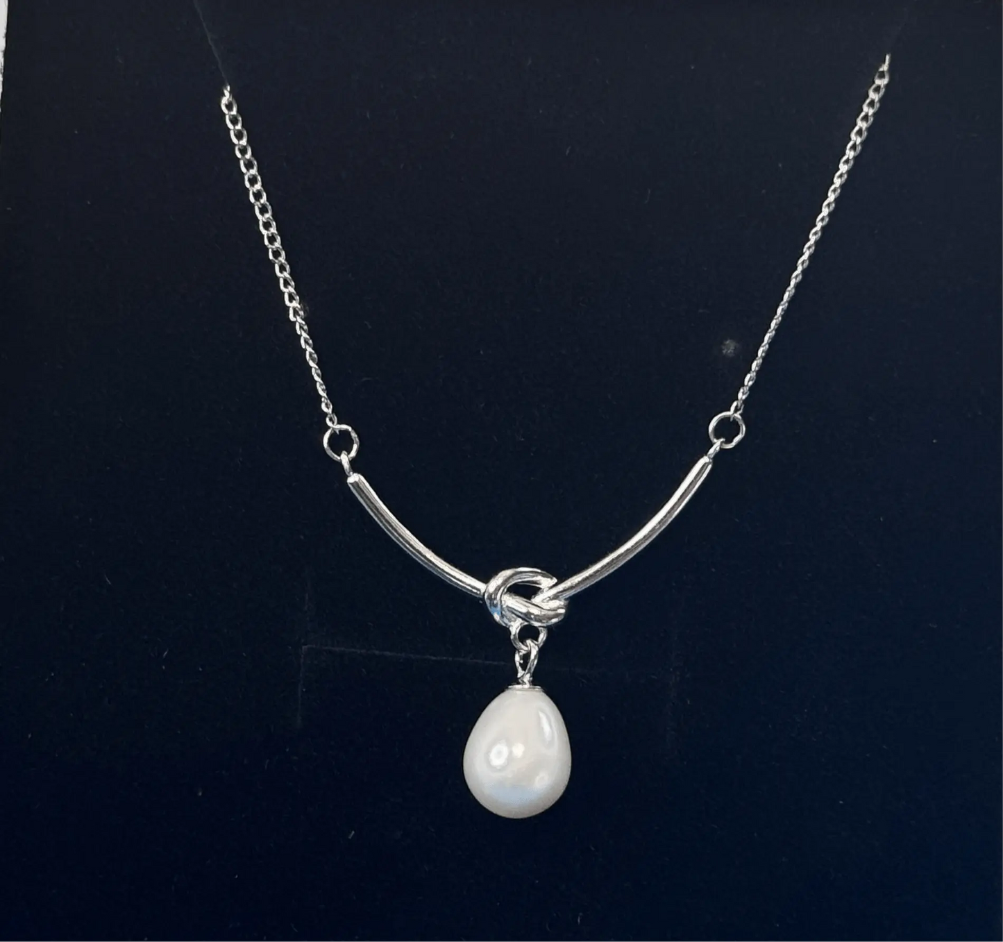 S925 Knot Pearl Pendant Necklace Elegant Sterling Silver Necklace Amtikiss Casuals