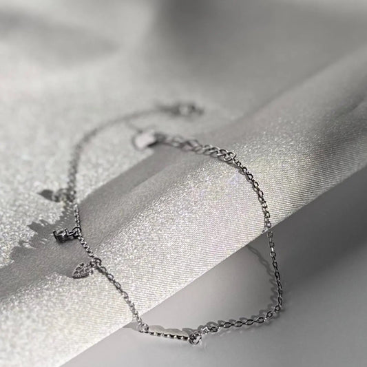 S925 Sterling Silver Heart Zirconia Bracelet Romantic Hypoallergenic Jewelry for Women