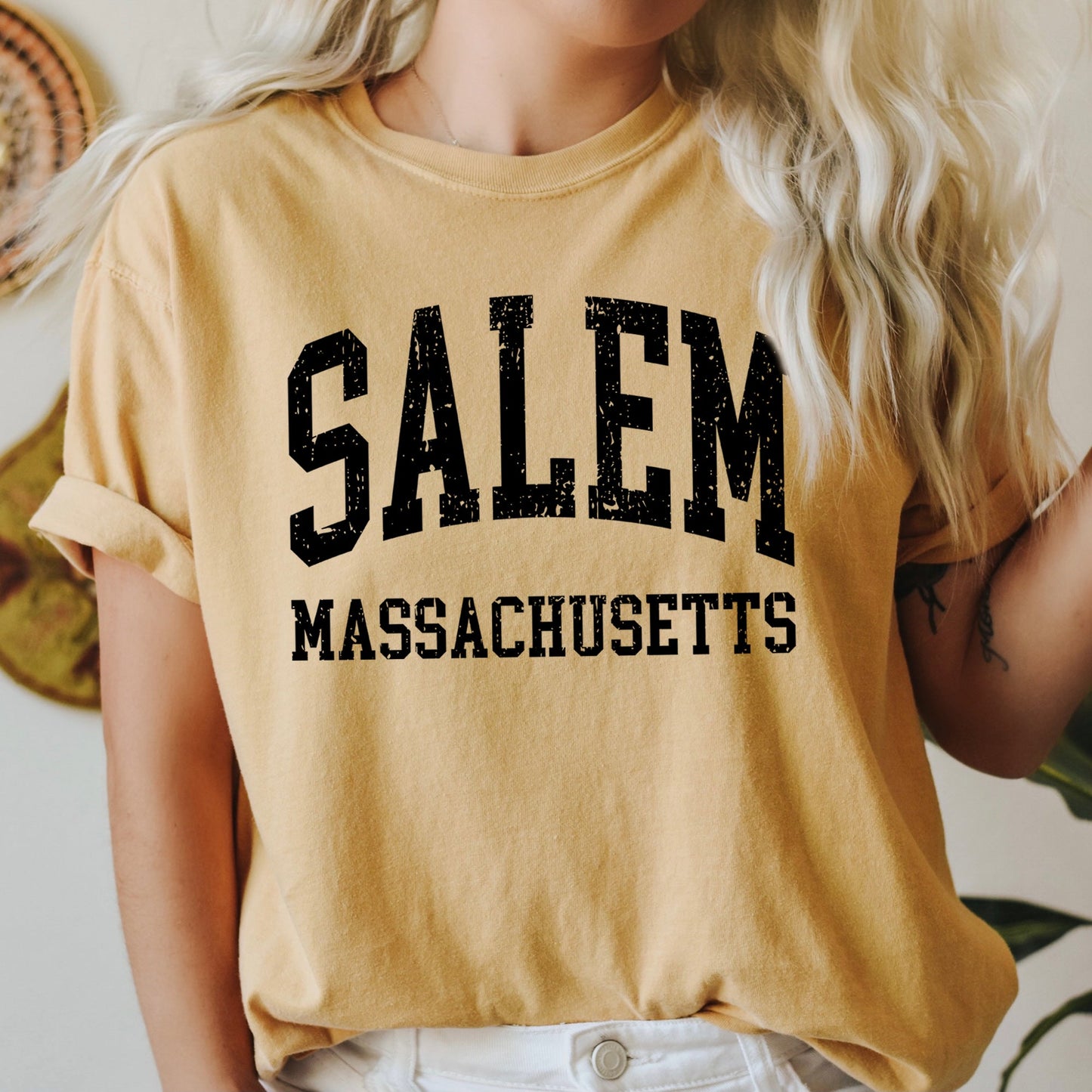 Salem Massachusetts Retro Halloween Comfort Colors Tshirt