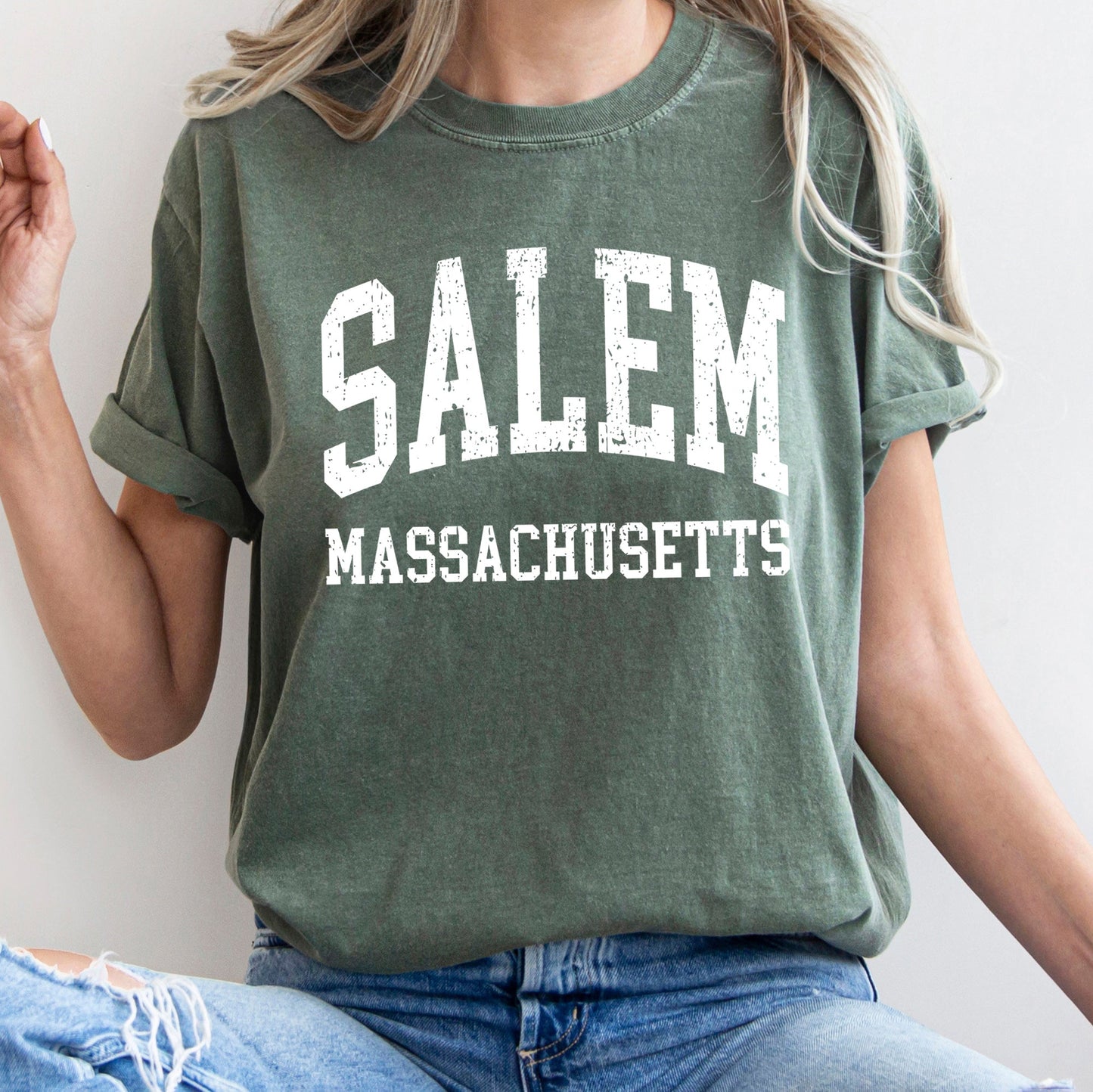 Salem Massachusetts Retro Halloween Comfort Colors Tshirt