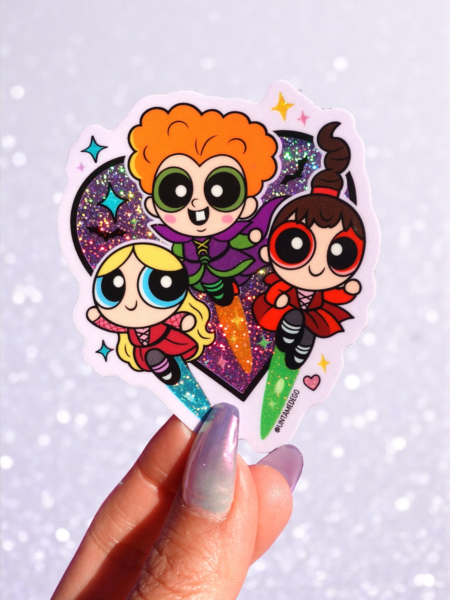 Sanderpuffs Sisters Sticker – Glitter Halloween Witch Mashup Vinyl Sticker