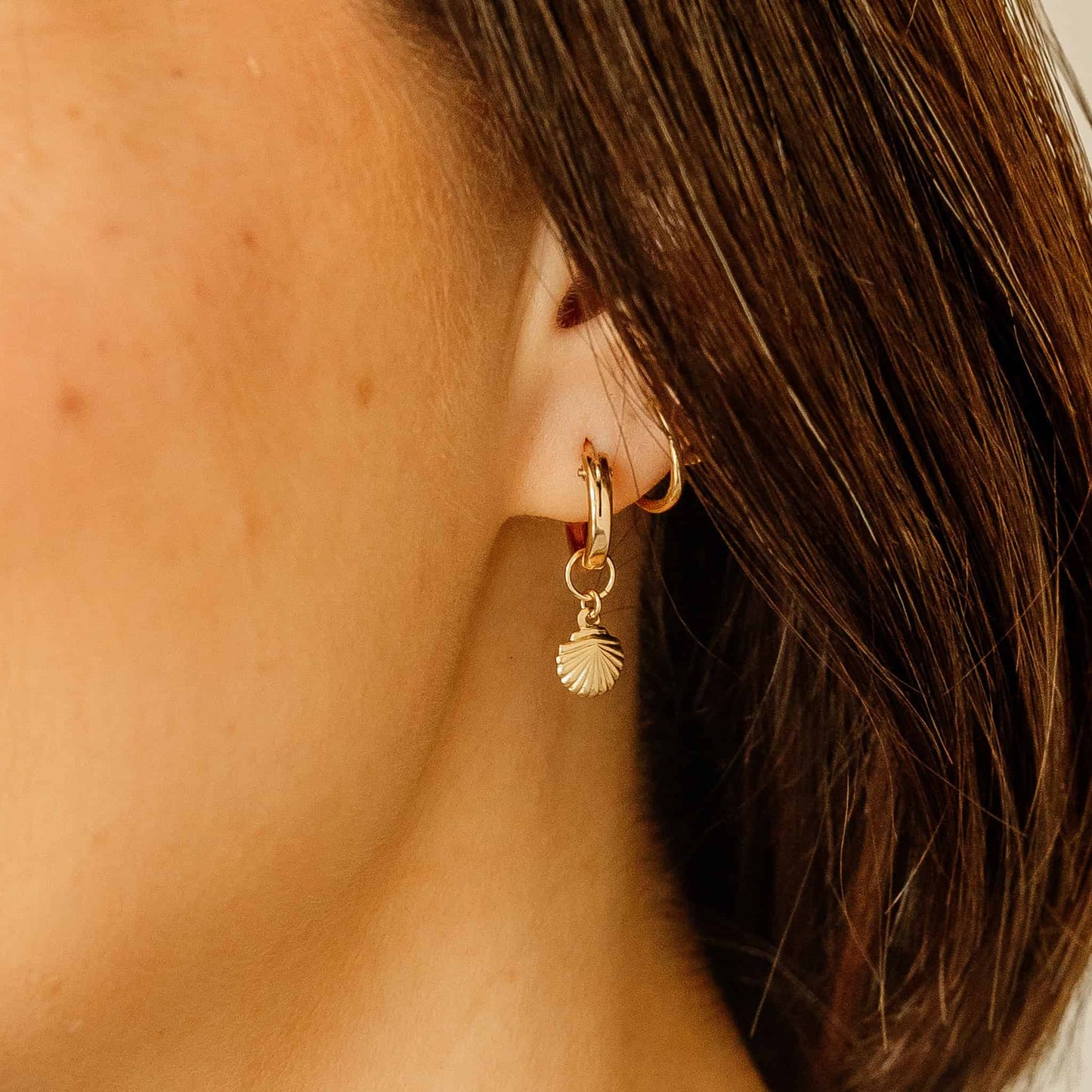 Seashell 14k Gold Filled Hoop Charms