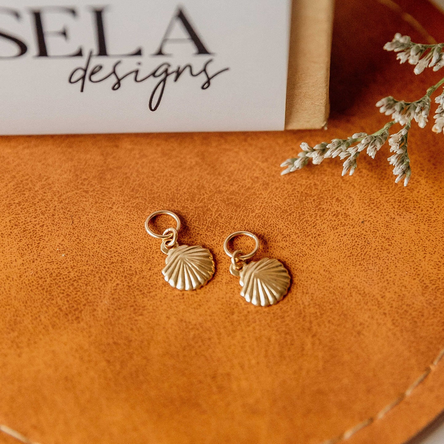 Seashell 14k Gold Filled Hoop Charms