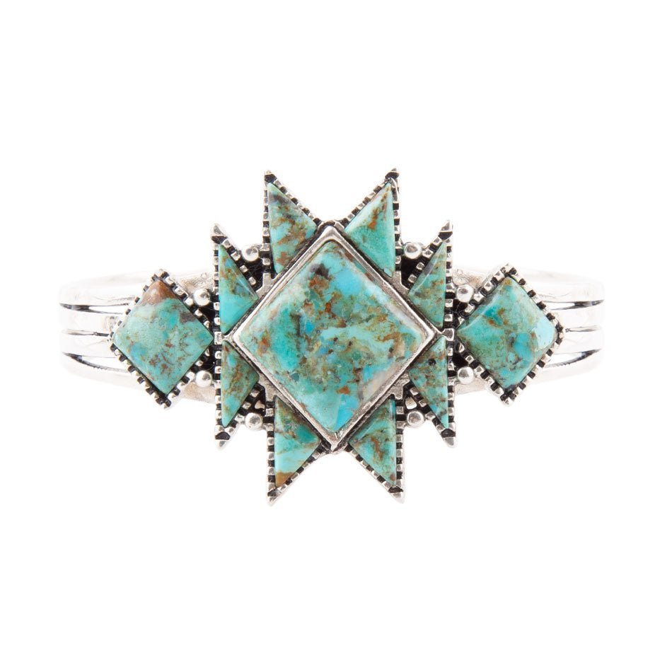 Sharp Blue Turquoise Sterling Silver Cuff Bracelet
