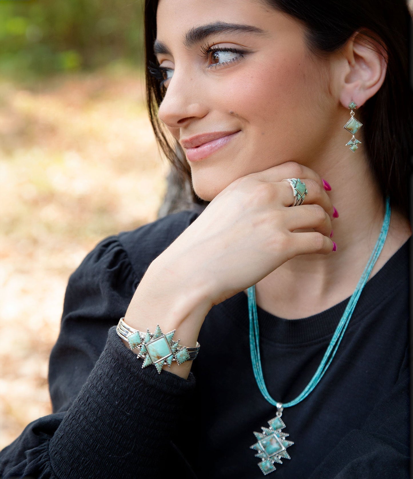 Sharp Blue Turquoise Sterling Silver Cuff Bracelet
