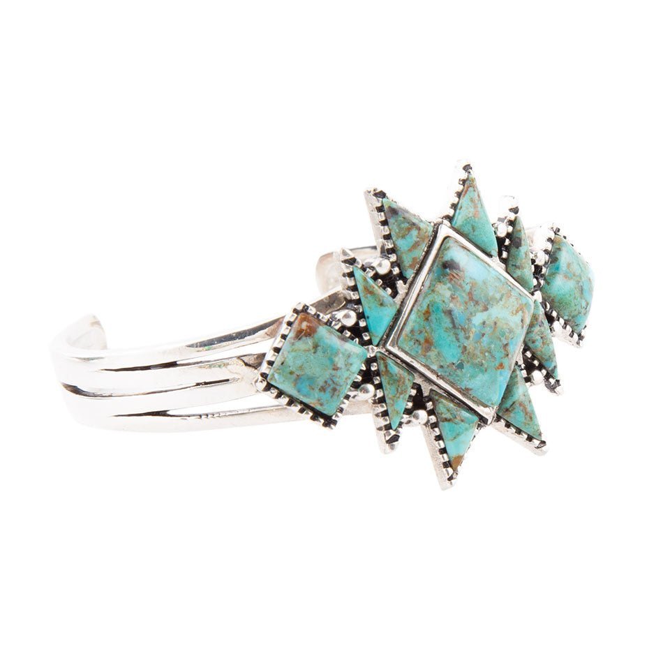 Sharp Blue Turquoise Sterling Silver Cuff Bracelet