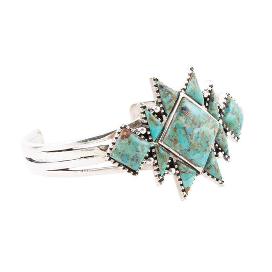 Sharp Blue Turquoise Sterling Silver Cuff Bracelet