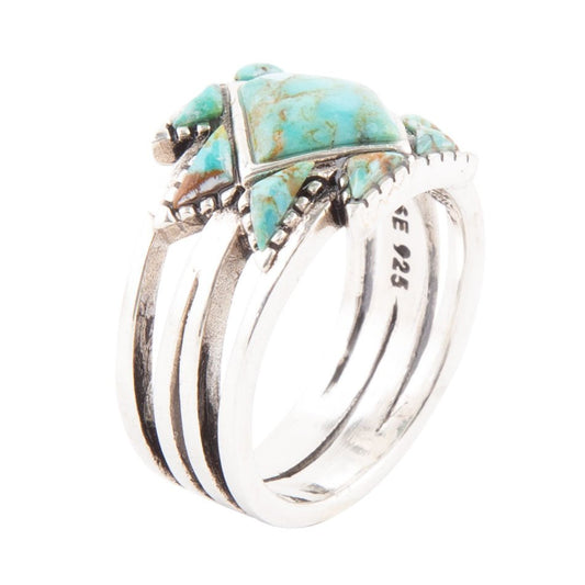 Blue Turquoise Genuine Sterling Silver Ring by Barse Jewelry